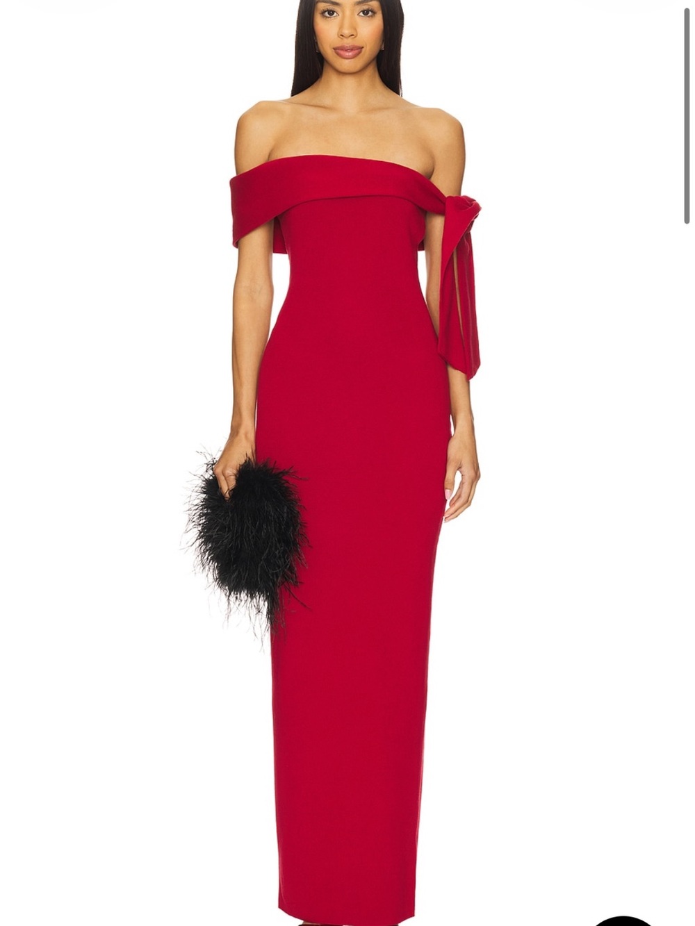 REVOLVE Off-Shoulder Ruby Red Asymmetrical Column Gown